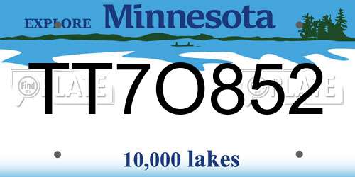 TT7O852 Minnesota License Plate