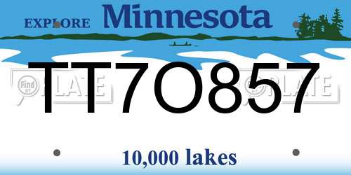 TT7O857 Minnesota License Plate
