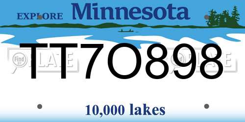 TT7O898 Minnesota License Plate