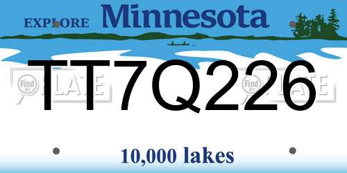 TT7Q226 Minnesota License Plate