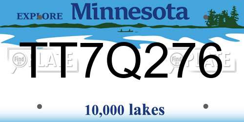 TT7Q276 Minnesota License Plate
