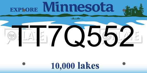 TT7Q552 Minnesota License Plate