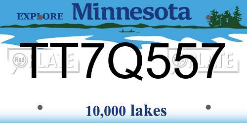 TT7Q557 Minnesota License Plate