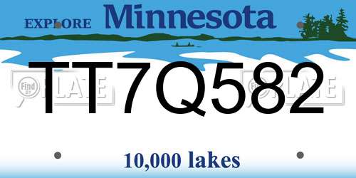 TT7Q582 Minnesota License Plate