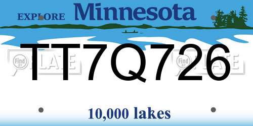TT7Q726 Minnesota License Plate