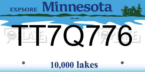 TT7Q776 Minnesota License Plate