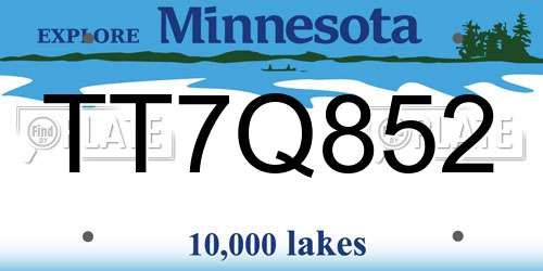 TT7Q852 Minnesota License Plate