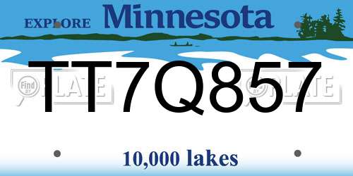 TT7Q857 Minnesota License Plate