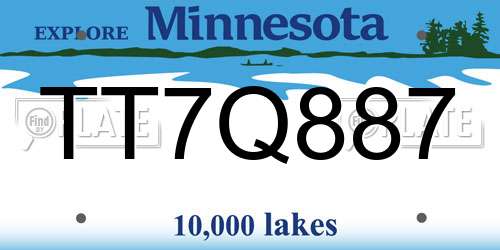 TT7Q887 Minnesota License Plate