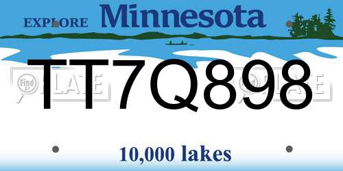 TT7Q898 Minnesota License Plate