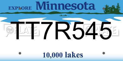 TT7R545 Minnesota License Plate