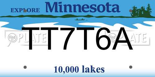 TT7T6A Minnesota License Plate