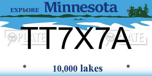 TT7X7A Minnesota License Plate