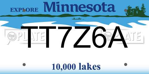 TT7Z6A Minnesota License Plate