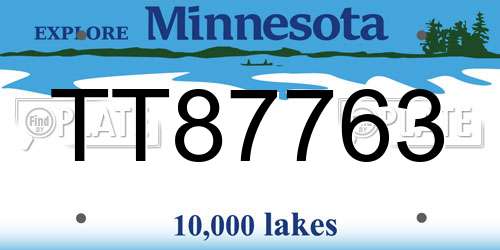 TT87763 Minnesota License Plate