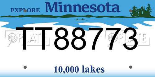 TT88773 Minnesota License Plate