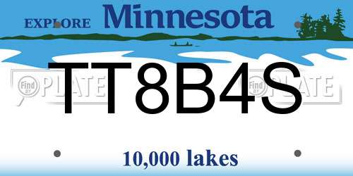 TT8B4S Minnesota License Plate