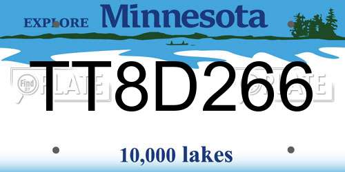 TT8D266 Minnesota License Plate