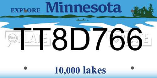 TT8D766 Minnesota License Plate