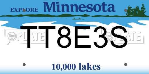 TT8E3S Minnesota License Plate