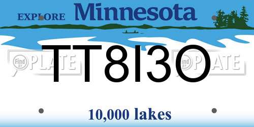 TT8I3O Minnesota License Plate