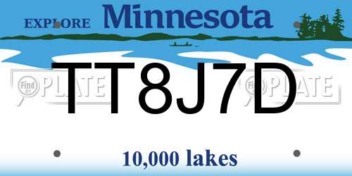 TT8J7D Minnesota License Plate