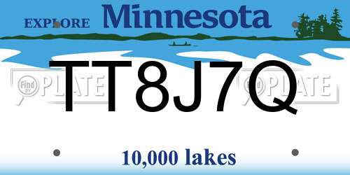 TT8J7Q Minnesota License Plate