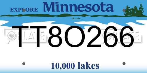 TT8O266 Minnesota License Plate
