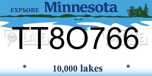 TT8O766 Minnesota License Plate