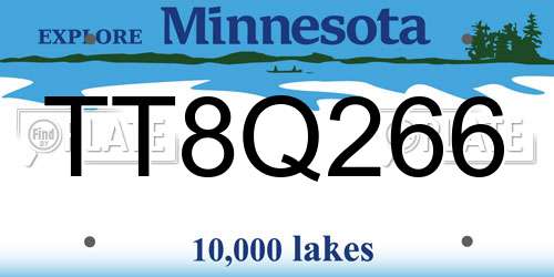 TT8Q266 Minnesota License Plate