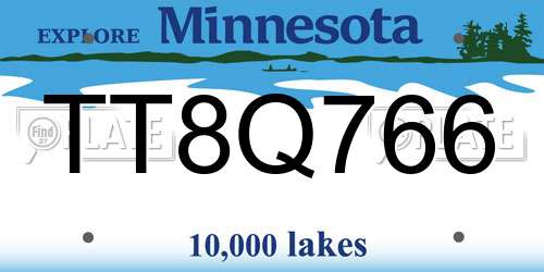 TT8Q766 Minnesota License Plate