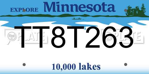 TT8T263 Minnesota License Plate