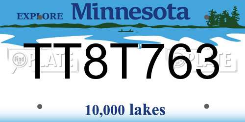 TT8T763 Minnesota License Plate