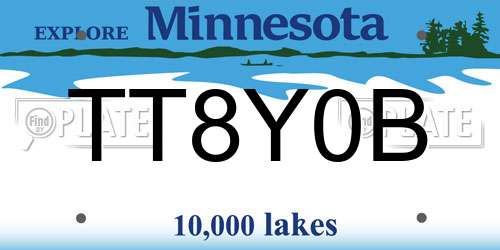 TT8Y0B Minnesota License Plate