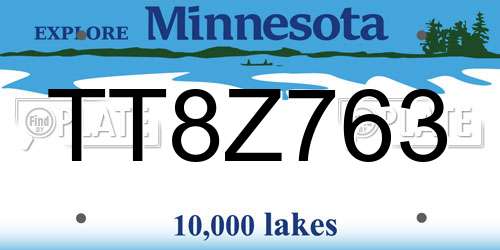 TT8Z763 Minnesota License Plate