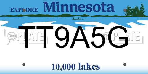 TT9A5G Minnesota License Plate