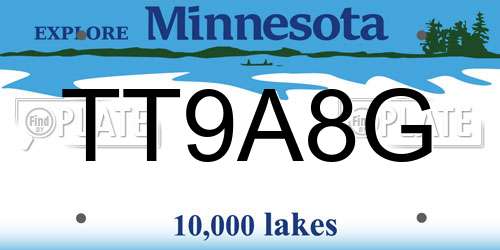 TT9A8G Minnesota License Plate