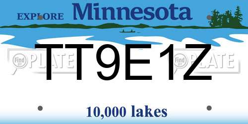 TT9E1Z Minnesota License Plate