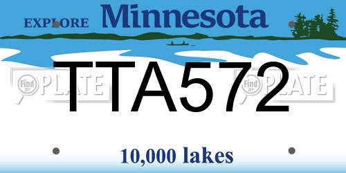 TTA572 Minnesota License Plate