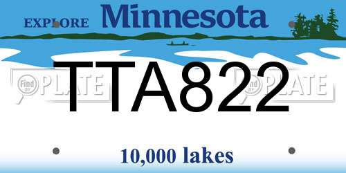 TTA822 Minnesota License Plate