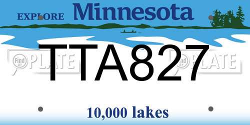 TTA827 Minnesota License Plate