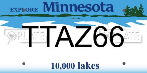 TTAZ66 Minnesota License Plate