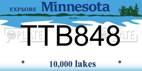 TTB848 Minnesota License Plate