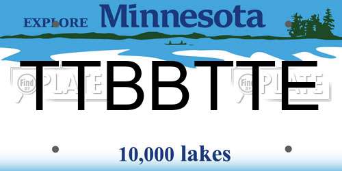 TTBBTTE Minnesota License Plate