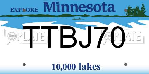 TTBJ70 Minnesota License Plate
