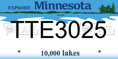 TTE3025 Minnesota License Plate