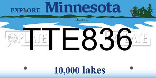 TTE836 Minnesota License Plate
