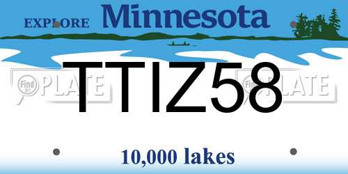 TTIZ58 Minnesota License Plate