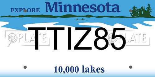 TTIZ85 Minnesota License Plate