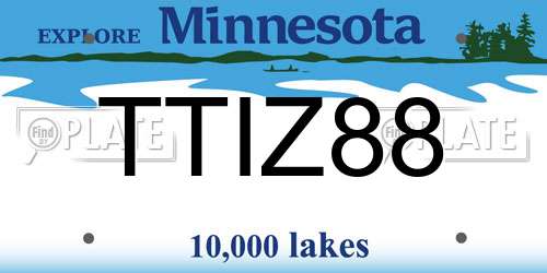 TTIZ88 Minnesota License Plate